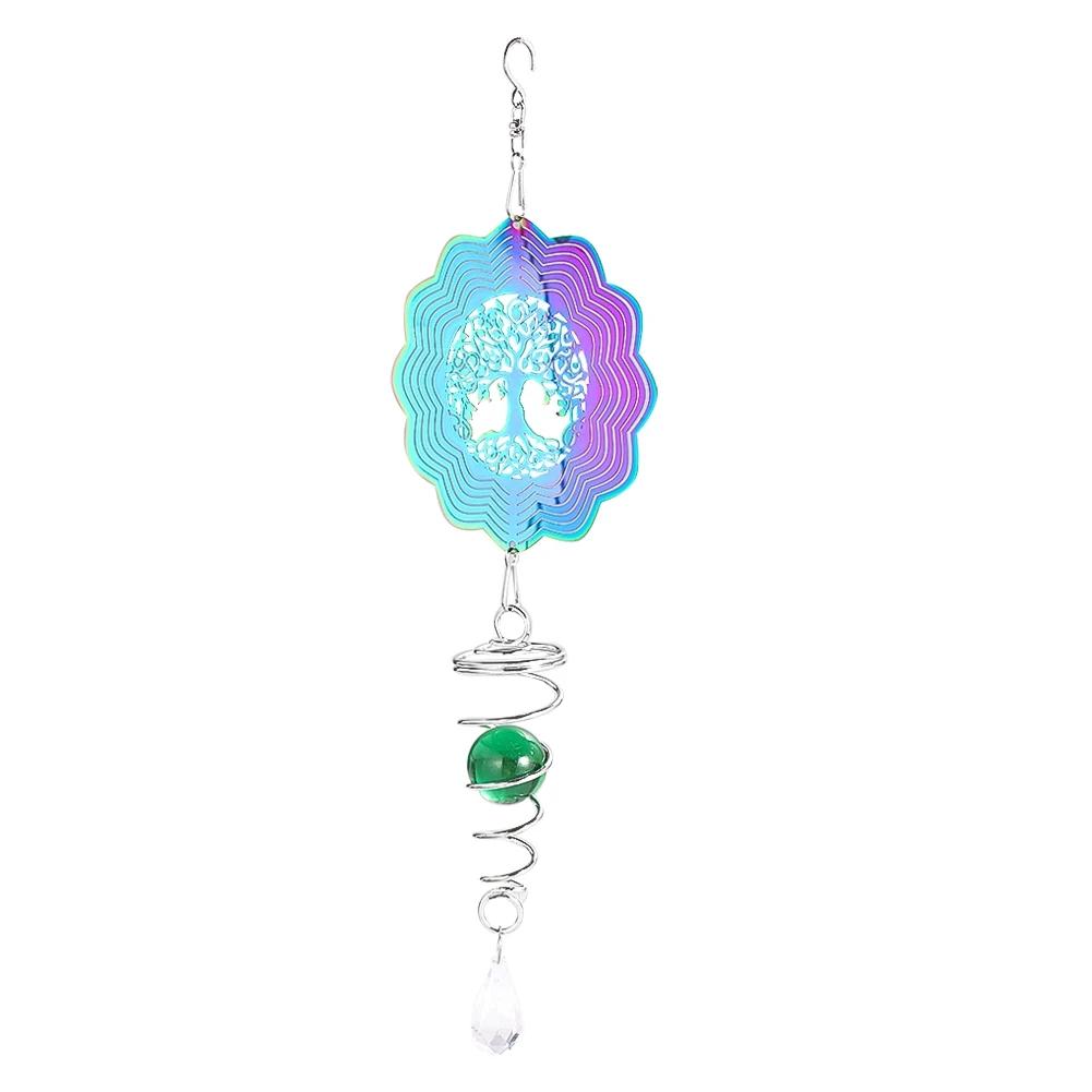 Gradient Color Wind Spinner Stabilizer Gazing Ball Spiral Tail Tree Of Life Wind Chimes Catcher Pendant Garden Hanging Decor Quality