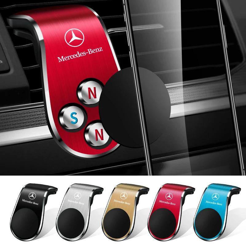 UXGZW1 Magnetic Car Logo Universal Mobile Phone Holder for Mercedes Benz AMG C63 S320 W164 W203 W204 W168 C180 E320 A200 CLA CLK CLS ML