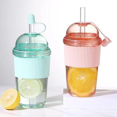 Silikonhülle Saugbecher mit Deckel und Strohhalm Eiskaffeebecher Trinkgeschirr Klarer Tumbler Sport