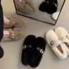 Flat-bottomed plush shoes female autumn and winter mink hair warm fairy wind Doudou cotton shoes