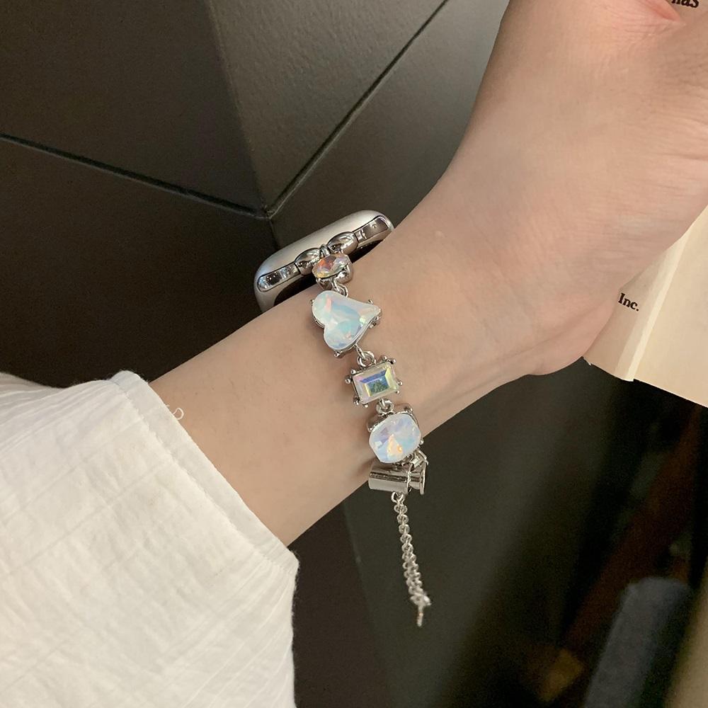 Colorful Stainless Steel Band for Apple Watch Ultra 2 49mm 9 8 7 42mm 44 45mm Women Crystal Strap for IWatch 6 5 4 Se 38 40 41mm