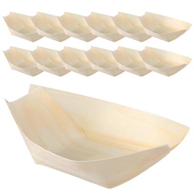 200 Pcs Disposable Wooden Sushi Boat Trays Bamboo Sushi Boat Wood Sushi Container Disposable Bowls Pine Plates