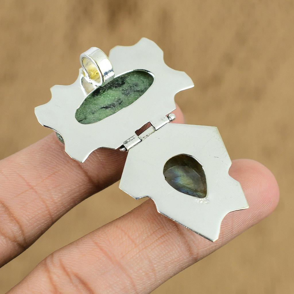 Ruby Zoisite 925 sterling silver natural gemstone pendant