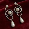 Vintage Black Series Stud Earrings 925 Silver Needle Minimalist High-End Personality Accessories for Women