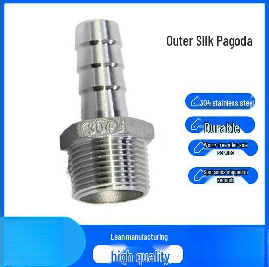 304 Stainless Steel Hex Threaded Water Hose Barb Connector