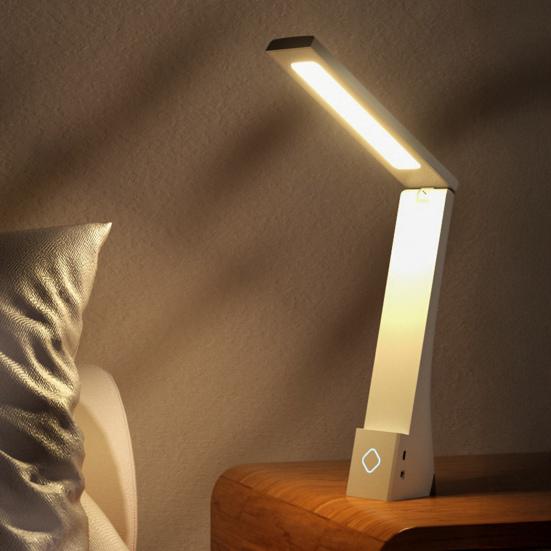 LED Desk Lamp Touch Control Foldable Table Lamp 3 Color Stepless Dimmable Bedside Light for Living Room Dorm Home Office