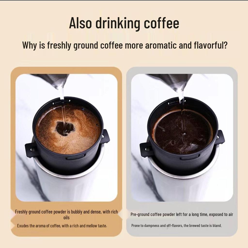 Compact Electric Coffee Grinder & Brewer - Portable for Home & Travel