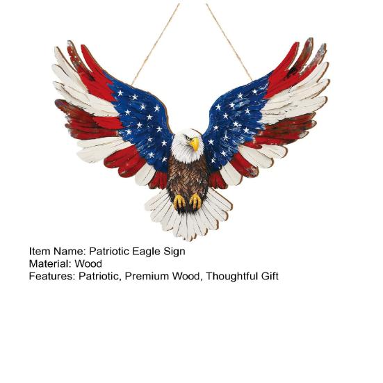 4th of July Patriotic Eagle Wreath Wooden American Eagle Door Hanger Vintage Hanging Welcome Sign for Independence Day Memorial Day