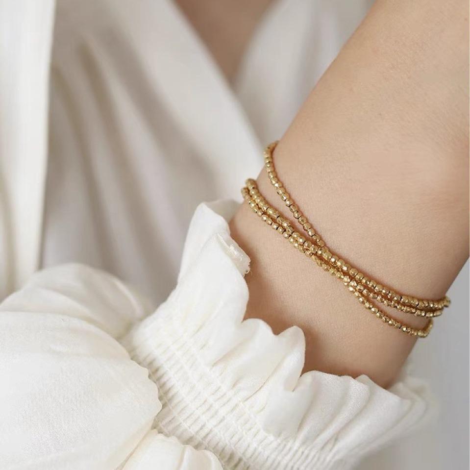 18K Gold Plated Disco Bead Bracelet for Women, Non-Fading, Versatile, Perfect for Best Friends or Christmas Gifts