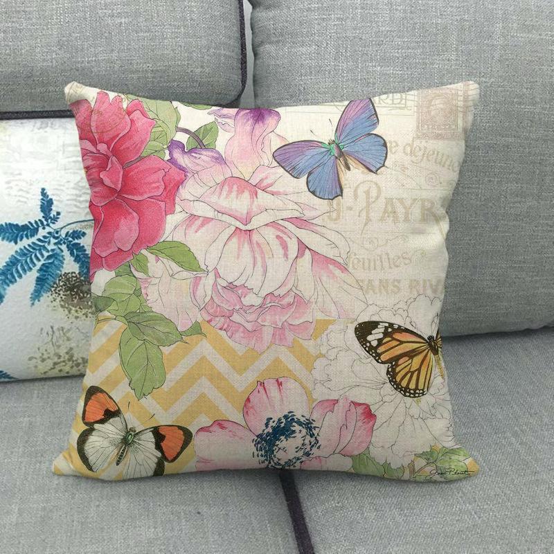 Nordic Butterfly Flower And Fruit Farm Digital Printing Short Plush Pillow Covers For Car Sofa Office Cushion Cover Home Goods