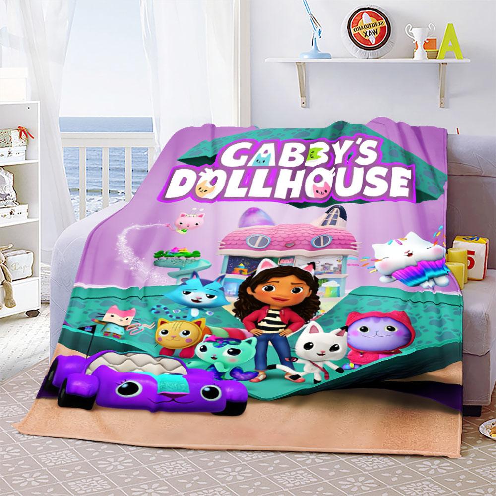 Cheap Gabbys Dollhouse Cartoon Blanket Flannel Throw Blanket for Kids