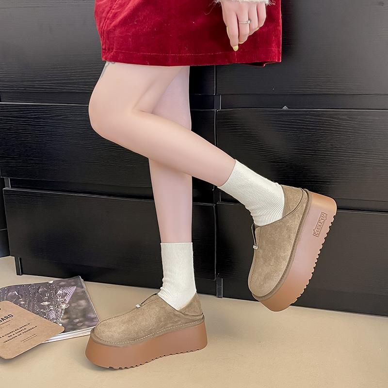 Fashion Thick Soled Anti Slip Snow Boots Women Winter 2025 New Height Bread Shoes with Plush Insulation Elastic Mouth Cotton Shoes