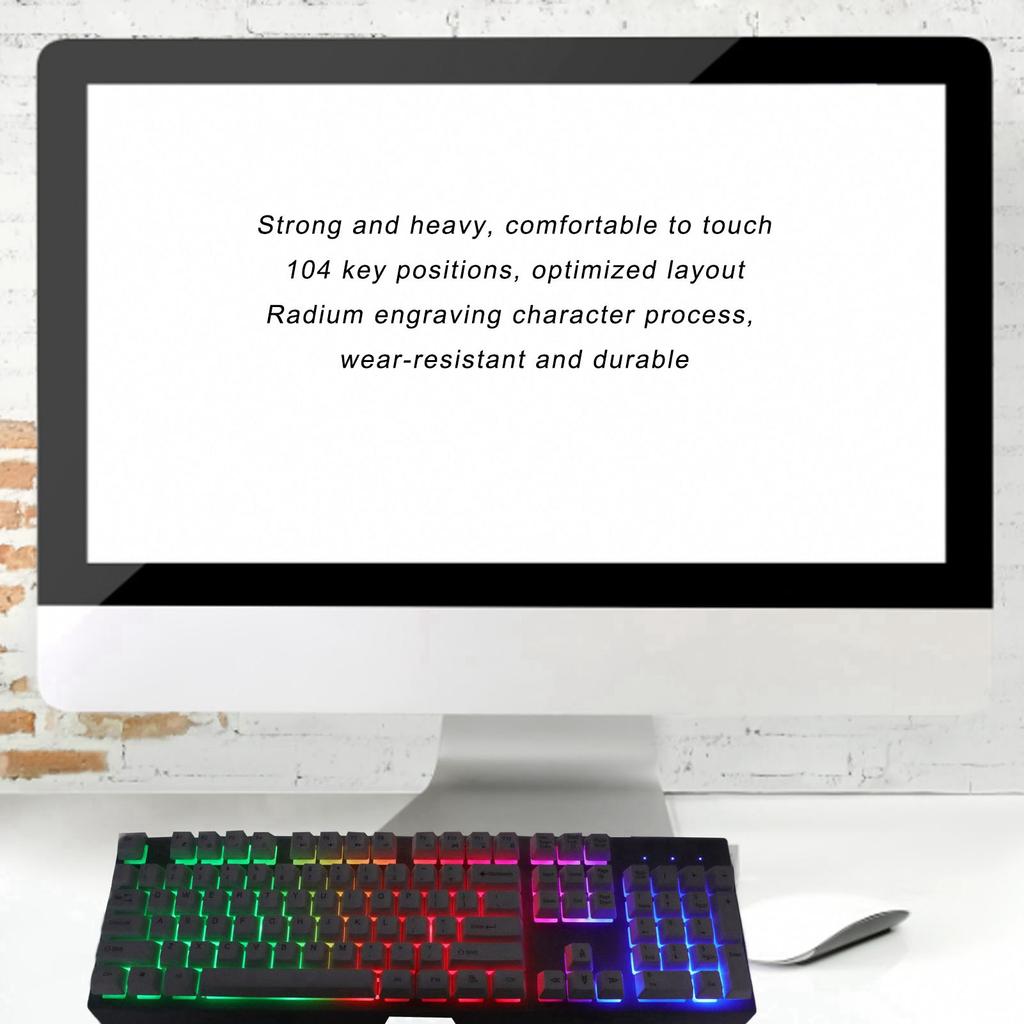 RGB Wired Keyboard with Wrist Rest 104 Keys Clr Characters Good Resilience Mechanical Feel Keyboard for   Gaming