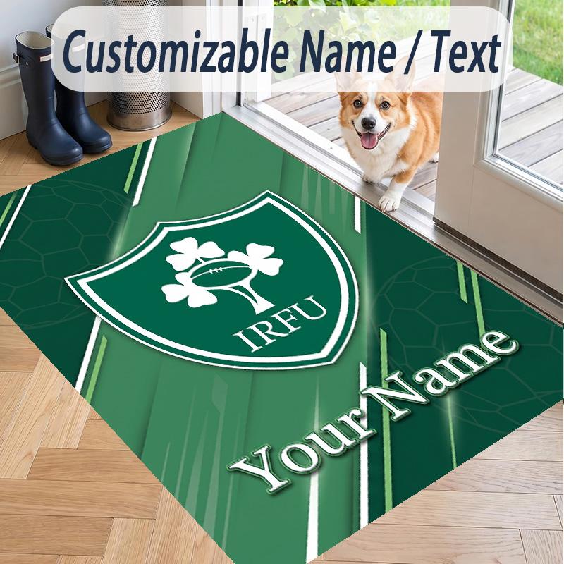 Custom Text Printed Rug Ireland Rugby Non Slip Floor Carpet For Home Room Decor
