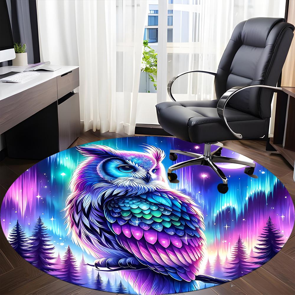 1pc Owl Fantasy Night Chair Carpet for Office, Soft, Non-Slip Polyester Mat, Office, Living Room, Bedroom, Durable Polyester Yy251207112