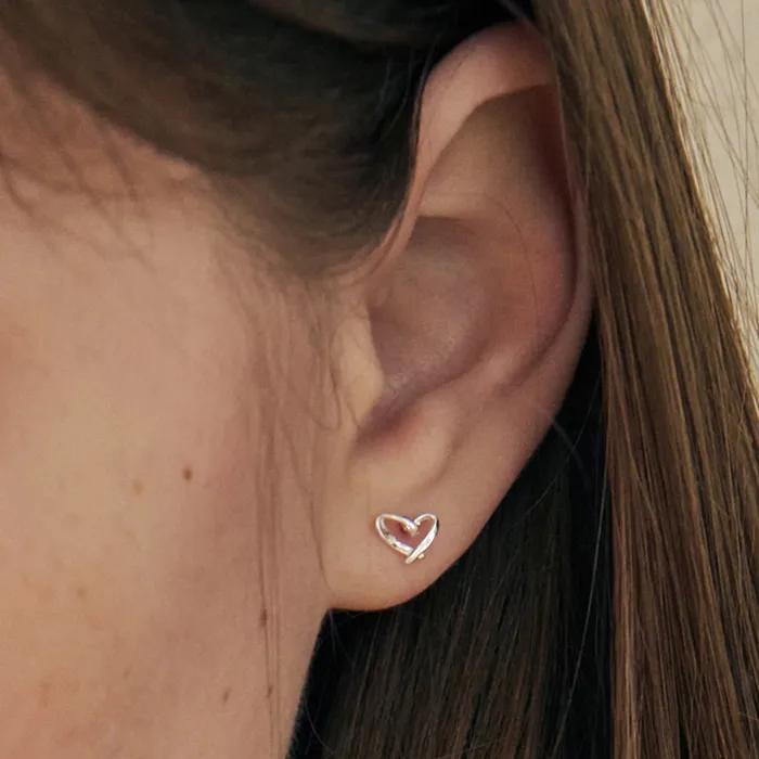 [s925] Minimal Heart Earrings
