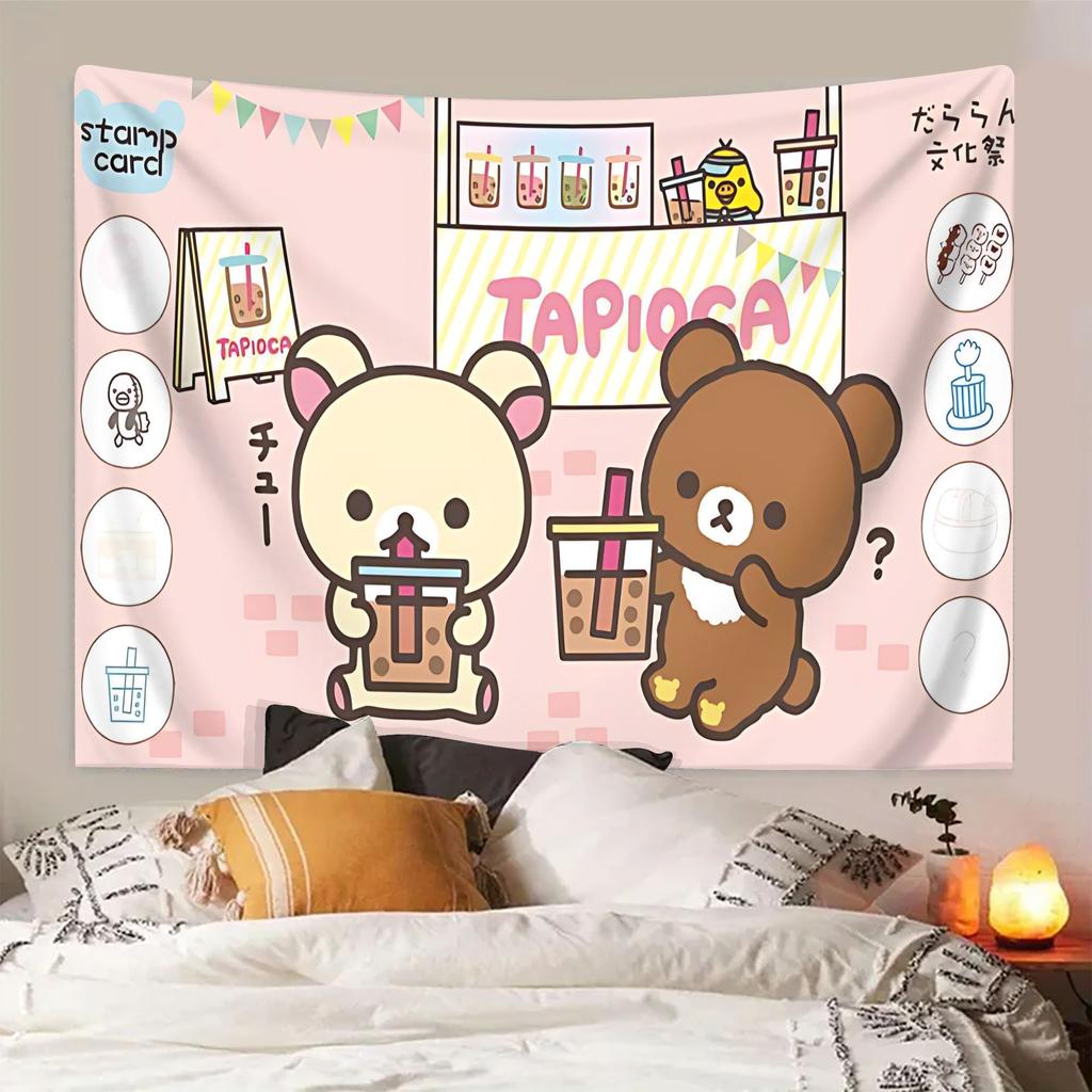 1pc RRilakkuma Printed Tapestry Lightweight Durable Wall Hanging for Living Room Bedroom Home Decor