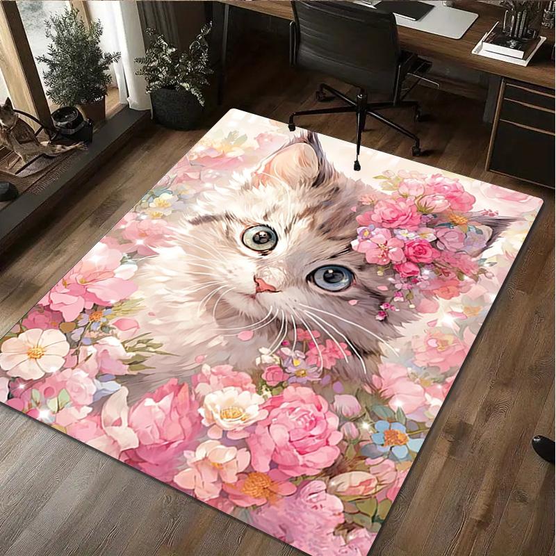 

1Pc Cartoon cat Rug - home decoration Carpet For Living Room Bedroom Flooring Computer Chair Area Rug 40x60cm( 15x23in )