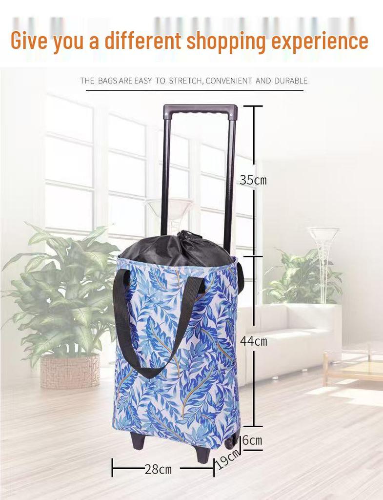 Folding Portable Hand-Pulled Shopping Trolley with Wheels for Camping and Supermarkets