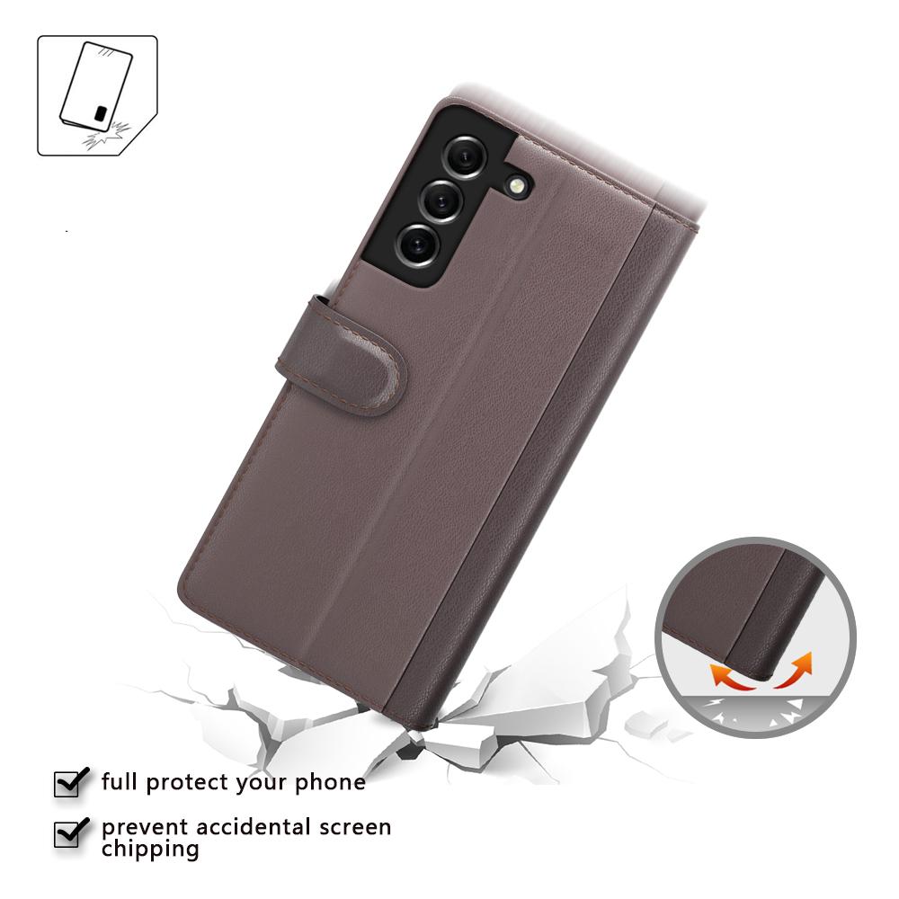 For Samsung Galaxy S21 FE 5G Case Genuine Split Leather Phone Cover with Wallet Stand