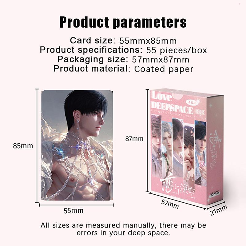 50 Pcs/Set Love And Deepspace Game Laser Lomo Card Caleb Sylus Zayne Xavier Characters Hd Photocard Fans Collection Cards