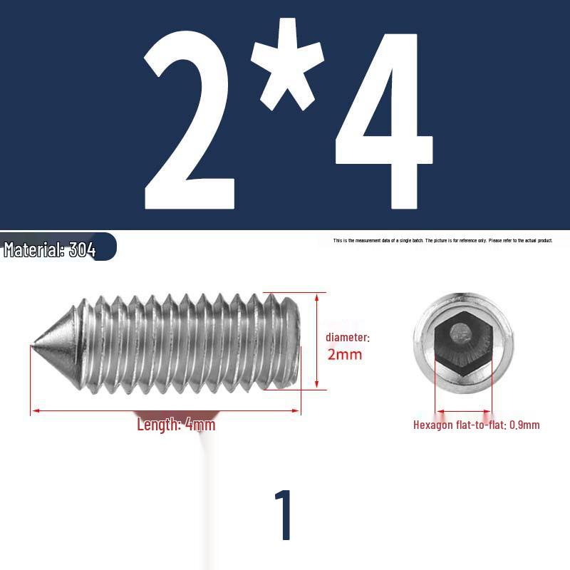 12.9 Edelstahl 304 Innensechskant Kegelspitze Gewindestift M2/M3
