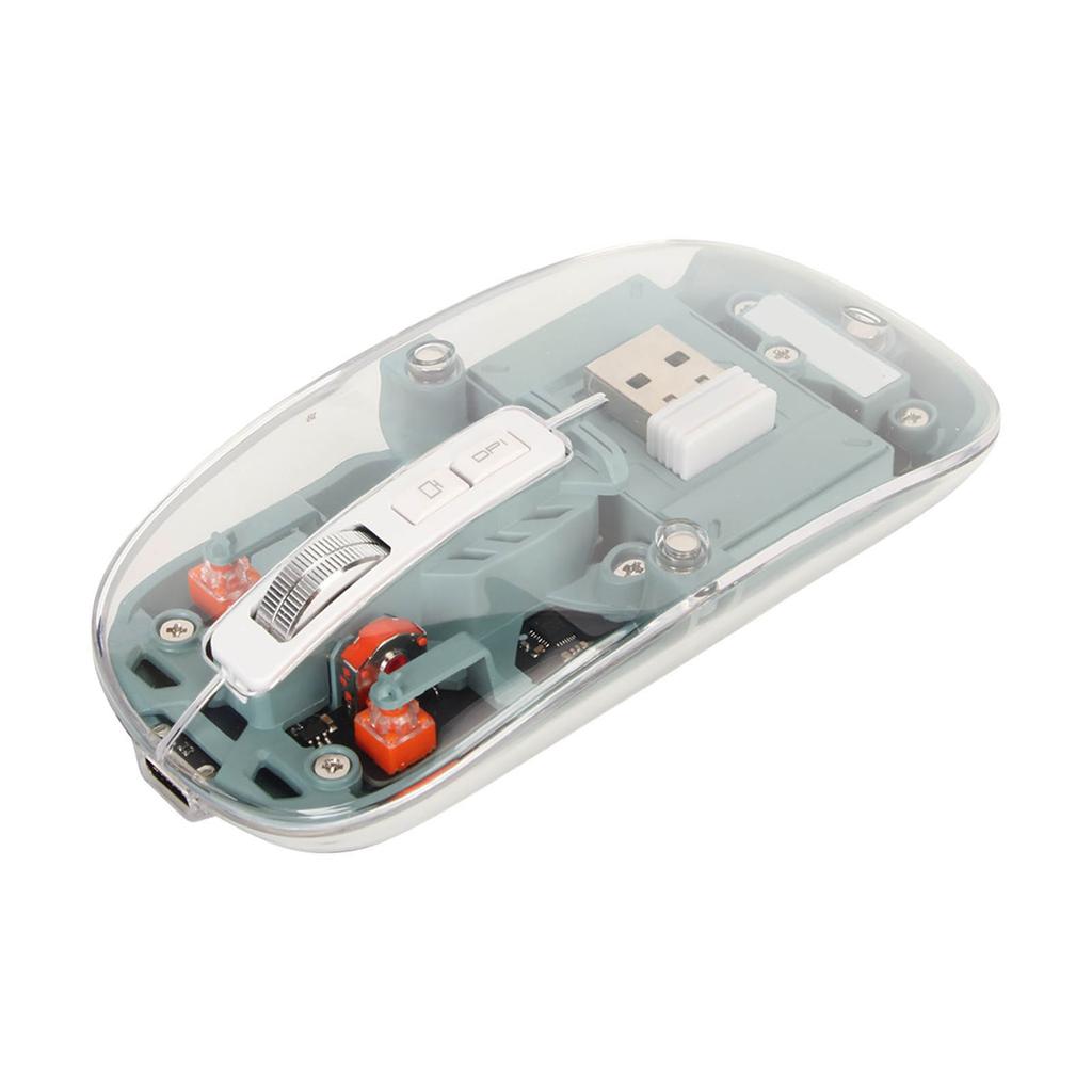Wireless 2.4G Bluetooth Transparent Mouse 2400 DPI Rechargeable 400mAh RGB Colorful Wireless Mouse