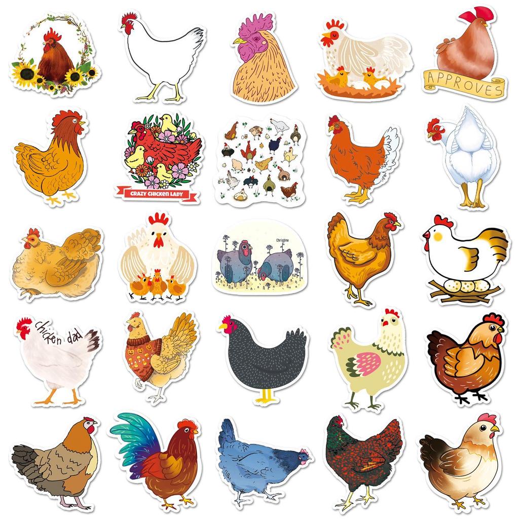 50 Creative Waterproof Cartoon Animal Stickers for DIY Skateboards, Phone Cases, Suitcases