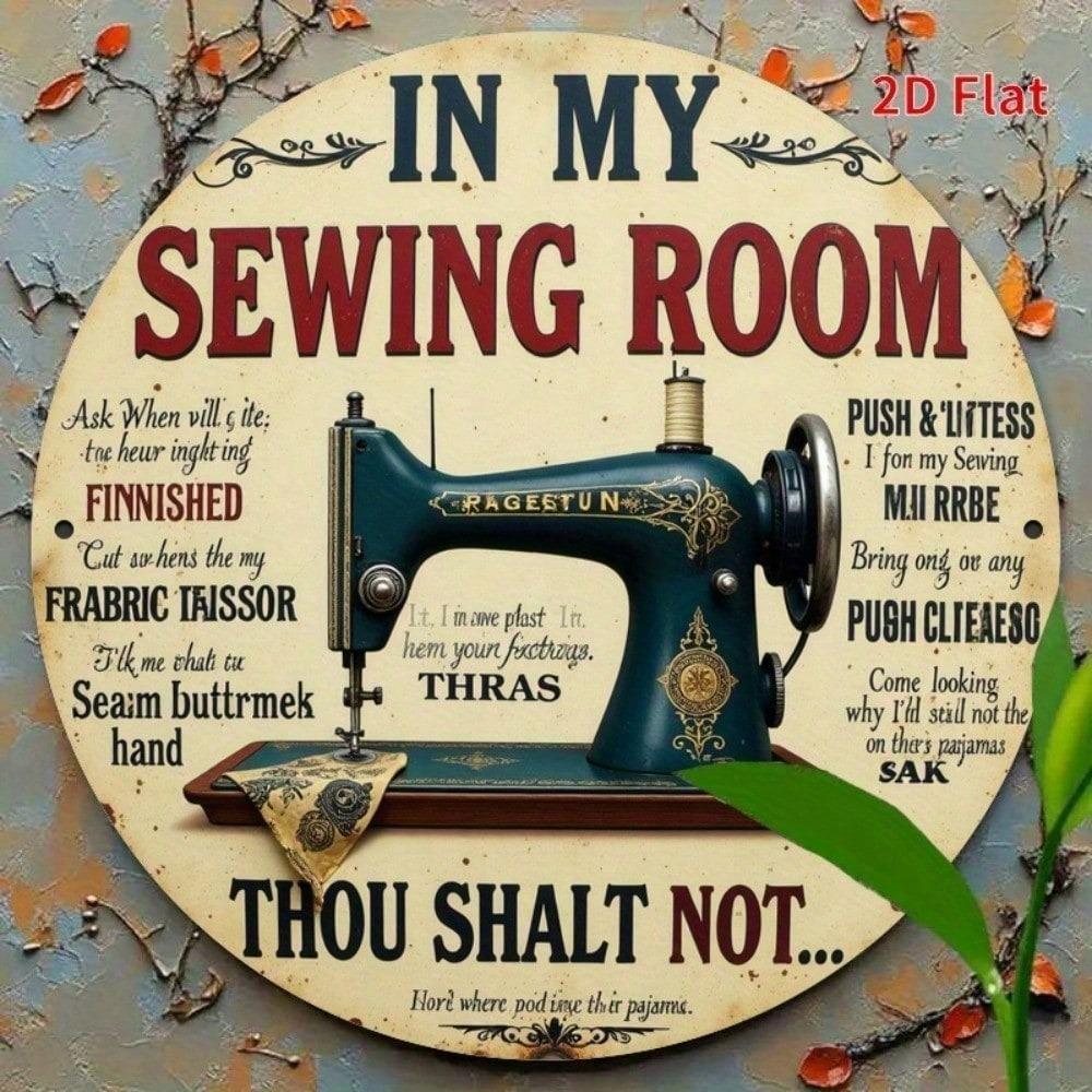 Vintage Sewing Room Rules Metal Wall Decor Rustic Iron Sign For Kitchen Home