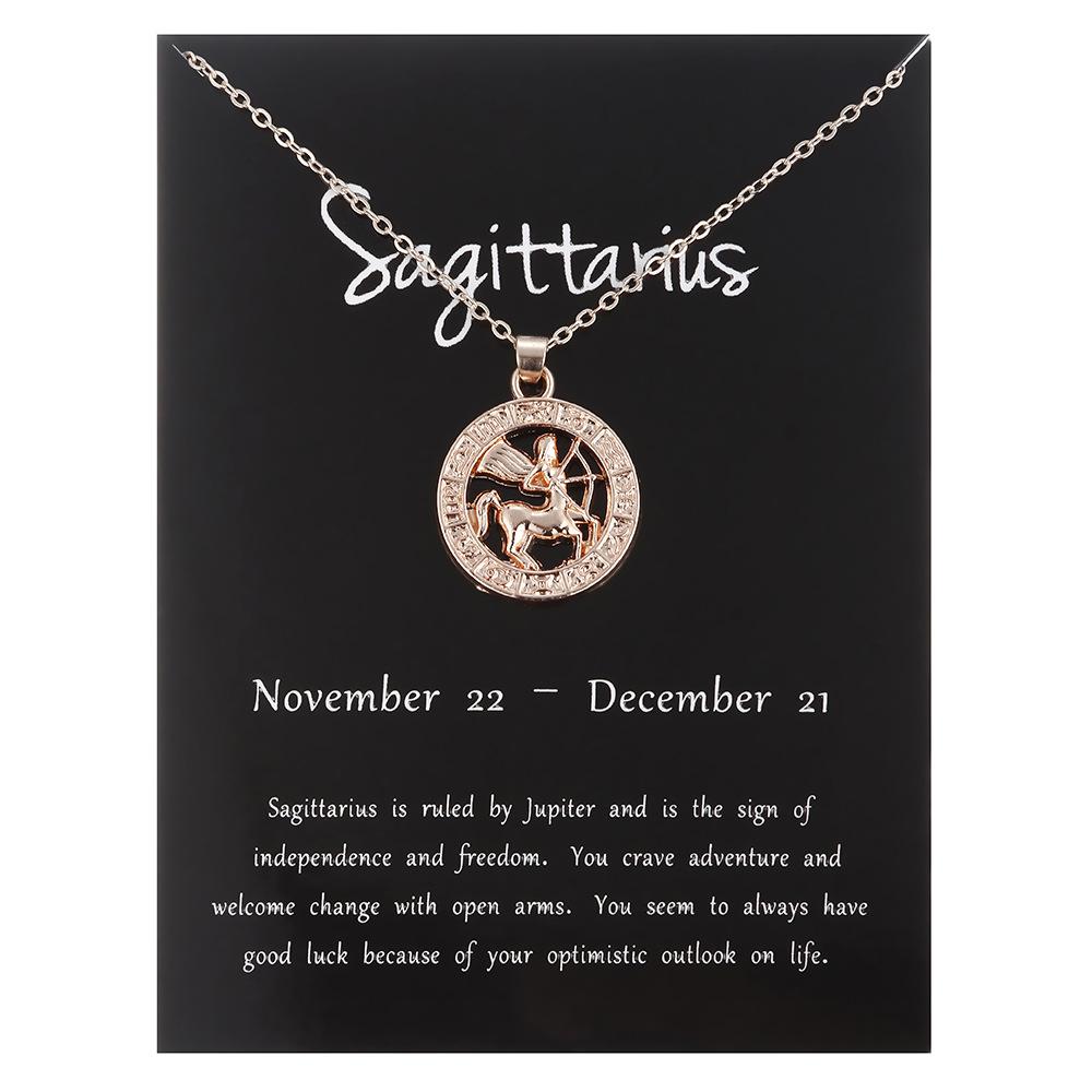 24 Tipuri de Bijuterii Aur Roz Zodiacul Cele Douăsprezece Pandantiv Colier Circular Tridimensional