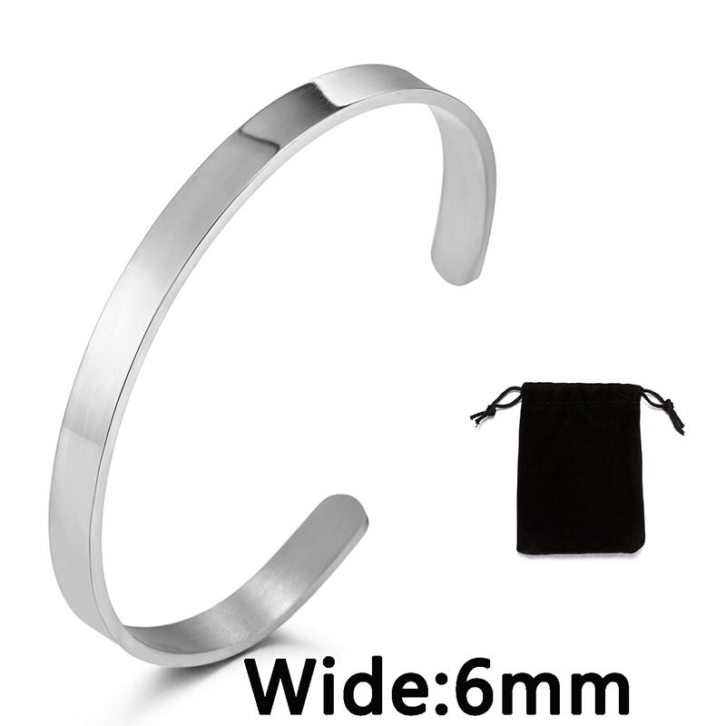 Stainless Steel Pearsonalized Bracelet Name Character Letter  Engraved Custom Cuff Bangle Women Men Fashion Jewelry Dropshipping