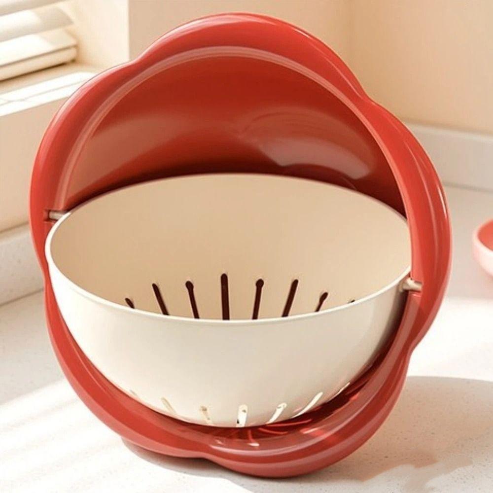 Double Layer Vegetable Colander Large Capacity Fruit Washing Basket Thick Kitchen Strainer Kitchen