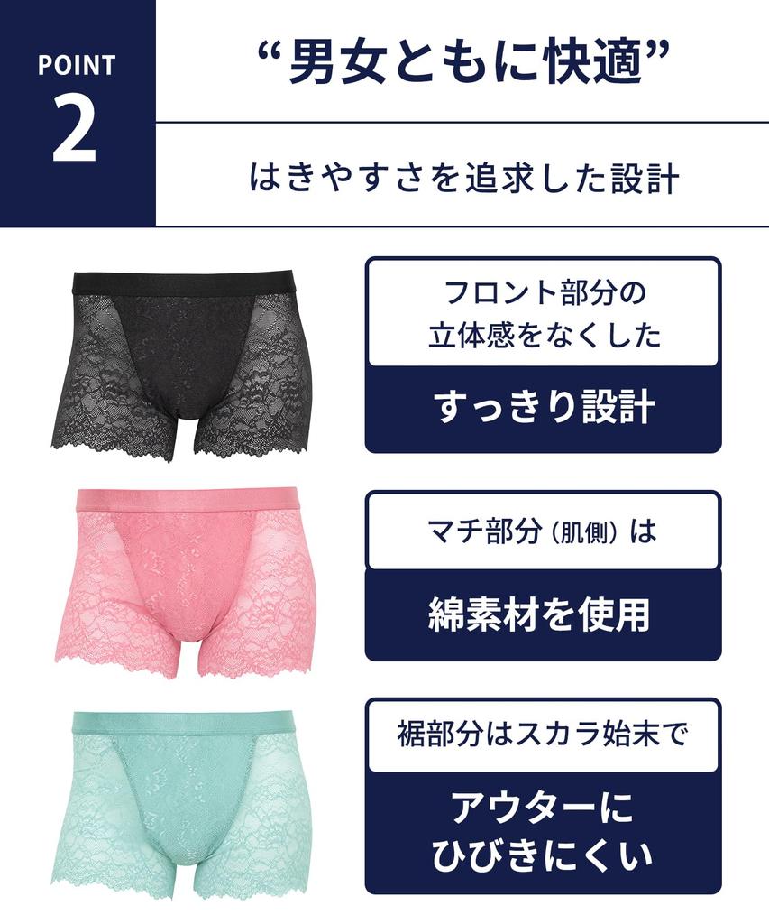 Wacoal Lace Boxer Scalloped Cotton and WT8822 SG Men's Briefs, Unisex, Breathable, Hem, Gusset, Women's Men's,