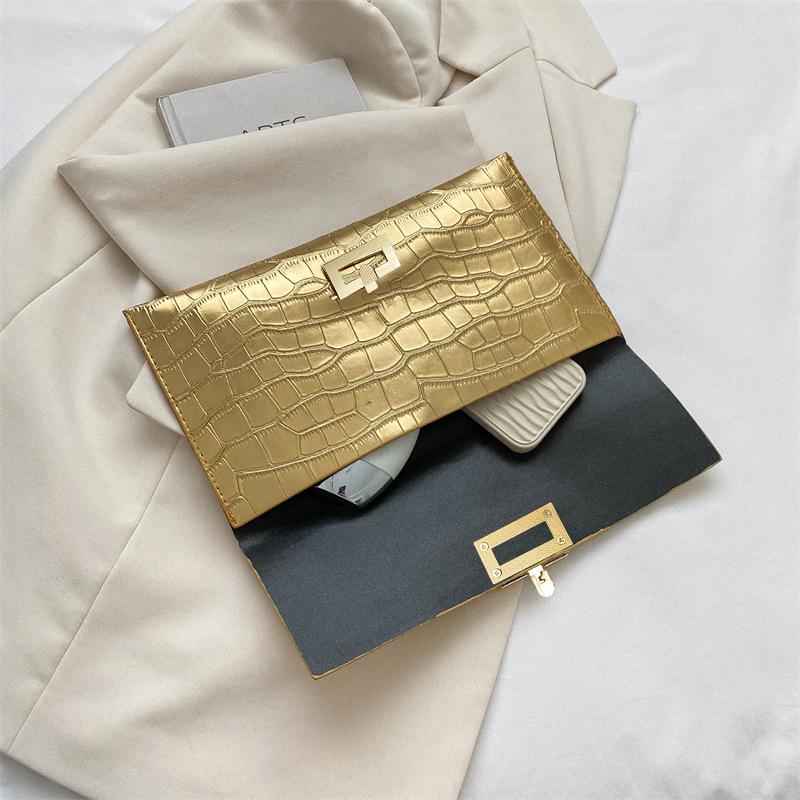 Handheld Bag Envelope Simple And Versatile Bag Dinner Crocodile Pattern Women'S Bag Wedding