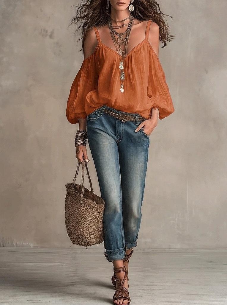 Autumn and winter new European and American women's clothing solid color suspender casual bubble sleeves holiday style top women