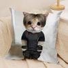 Cute Cat Funny Cushion Cover Silky Short Plush Invisible Zipper Dustproof Sofa Pillow Case For Home Decor