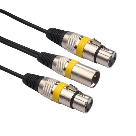 30cm audio kabel s antivibračním efektem, vyvážený přenos, zinková slitina, 2 v 1 XLR samec-XLR samice, audio prodlužovací kabel pro zvukovou konzoli