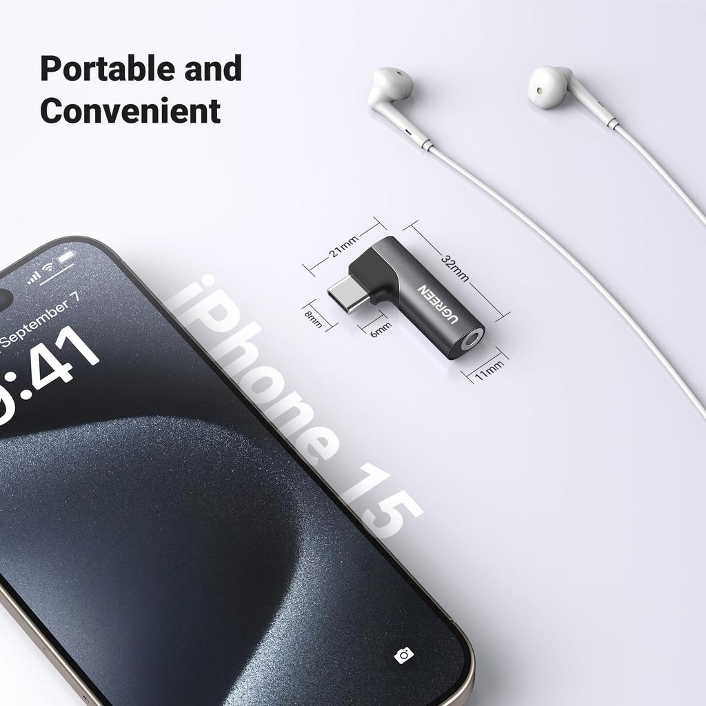 UGREEN to Earphone TRRS Sound Equipped with DAC Direct Insertion for Adjustable Compatible with iPhone S21 Black Type-C 3.5mm Adapter, 3-Pole/4-Pole