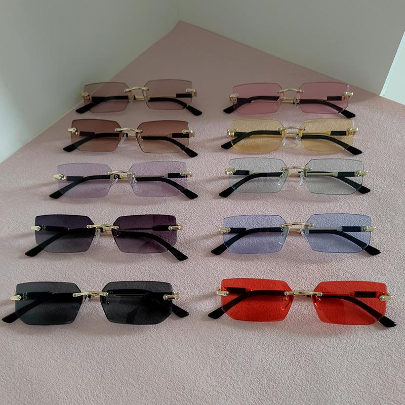 

10pcs/Set Fashion Rectangle Rimless Women Sunglasses Trendy Square Small Sun Glasses For Female Outdoor Accessory Shades Eyewear As picture