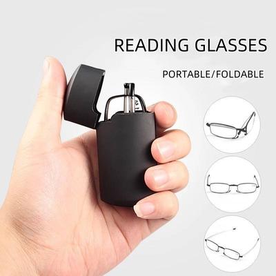 Faltbare tragbare Lesebrille mit Etui, Unisex, Retro, Teleskop, Rotation, Weitsichtigkeit, Presbyopie, Männer und Frauen, Dioptrienbrille