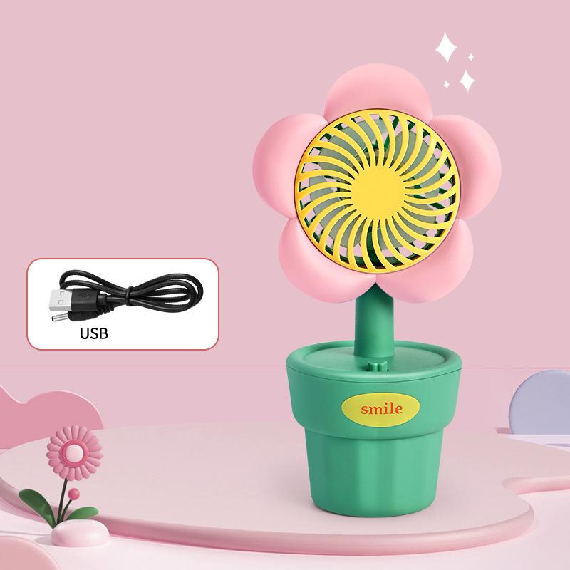 Summer New Handheld Mini Fan Portable USB Charging Convenient Creative Small Flower Fans Desktop To Store Handheld Fan