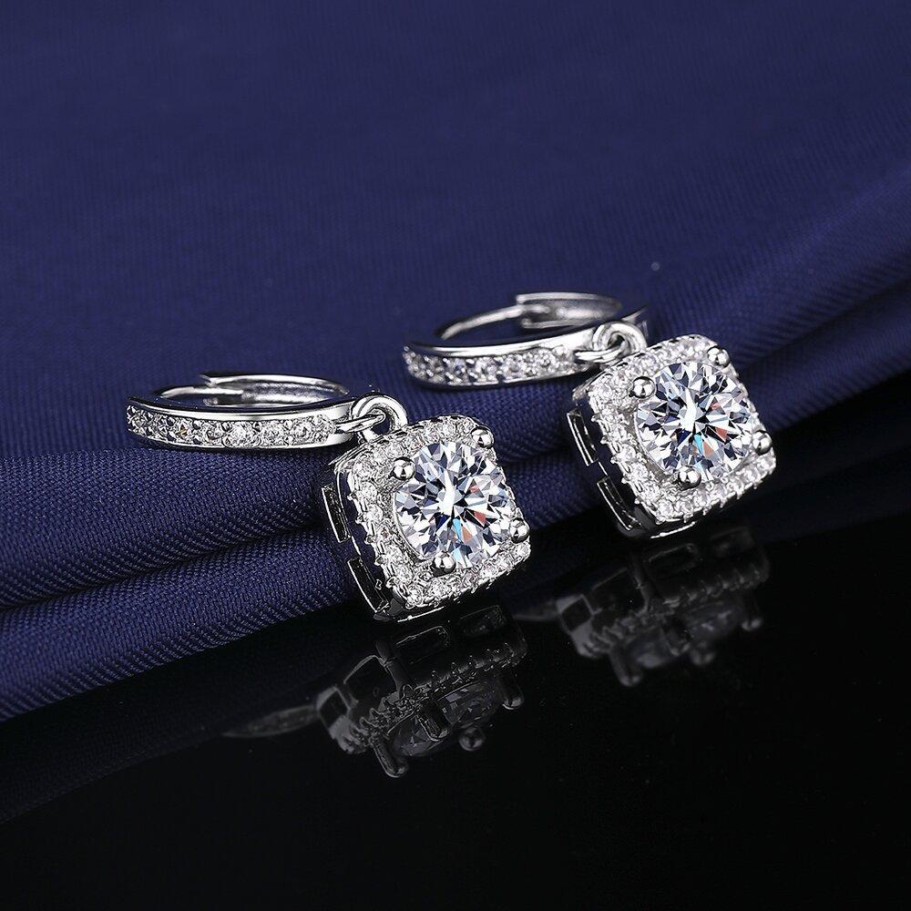 New Fashionable and Trendy Square Bag Earrings for Women Zircon Ear Buckles Earrings and Pendants