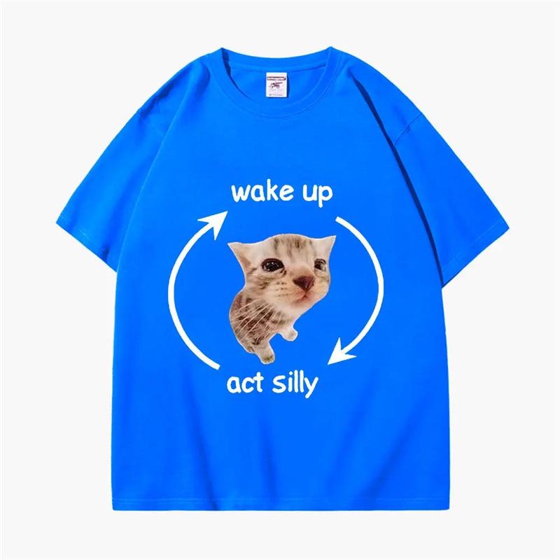 Wake Up & Act Silly: Crying Banana Cat Meme T-shirt