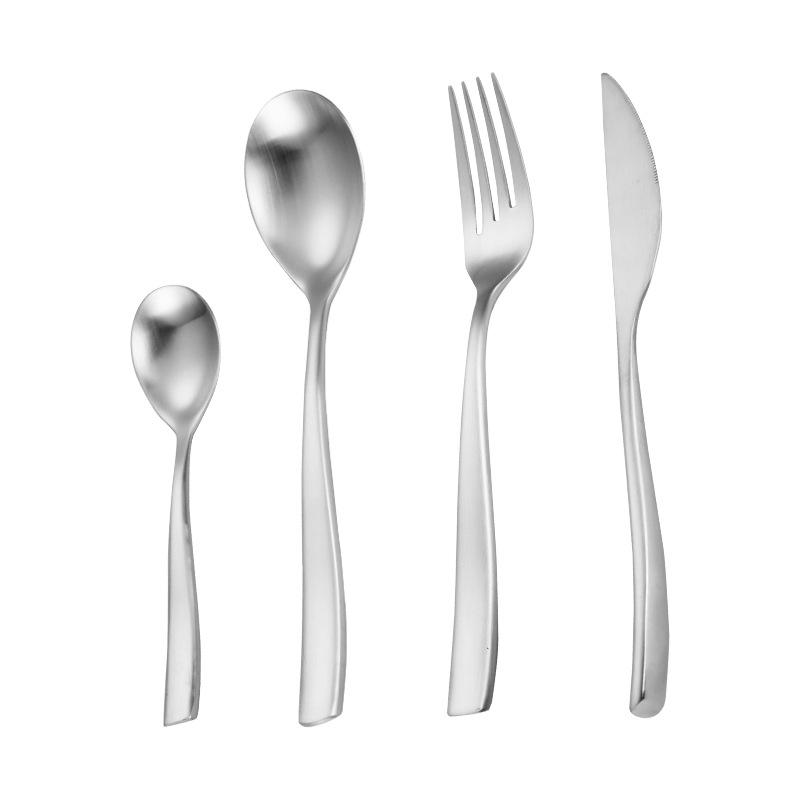 304 Stainless Steel Spoon Hotel High-end High-grade Thickened Spoon Fork Creative Coffee Spoon Sanding Knife, Fork and Spoon Set