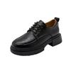 2025 autumn new British leather loafers women's platform lace-up casual shoes women's retro small size beanie shoes women