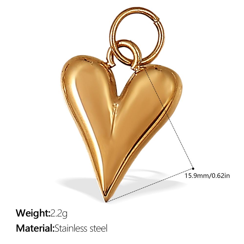  DIY Stainless Steel Gold Color PVD Plated Heart-Shaped Pendant Accessory for Handmade Jewelry Making Wholesale
