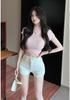 Women's Loose-Fit Ripped Denim Shorts - Summer 2026 Elastic Waist, Rolled Hem, Wide-Leg Design