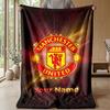 Coperta in Flanella Personalizzata con Nome Testo Manchester United Logo Calcio Plaid in Pile Personalizzato Regalo Speciale per Divano Camera da Letto Casa