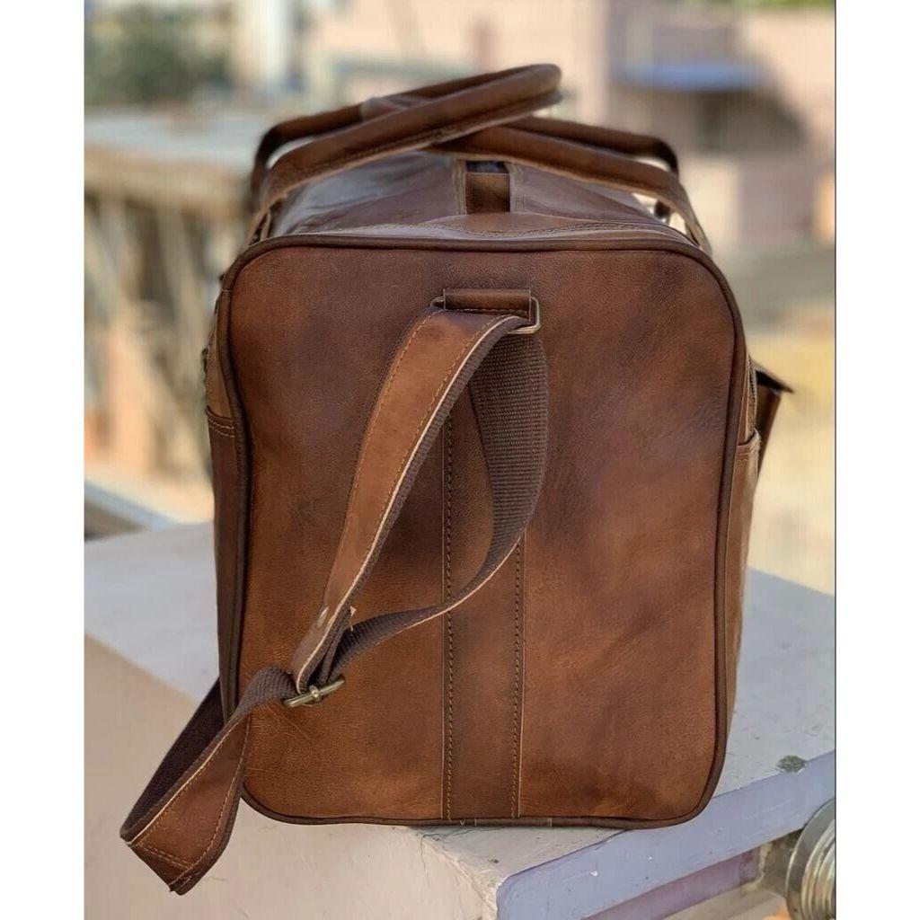 Men's Duffel Bag Vintage Leather Duffle Travel New Gym Luggage Genuine Overnight