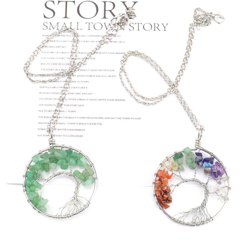 Amethyst Tree of Life Pendant with Colorful Stone Accent